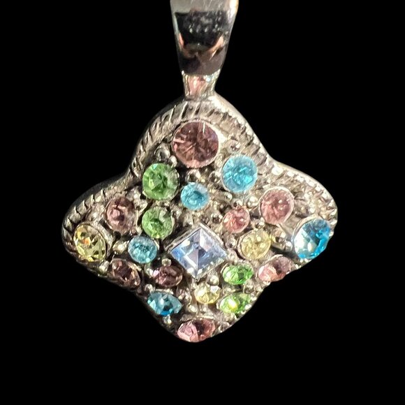 Multicolor Crystal Pendant Necklace Elegant Minimalist Sparkling Gift Glamour - Picture 2 of 4